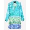 YIPPIE HIPPIE Damen Tunika S52‑304 – Luftige Baumwoll‑Tunika im türkis‑blauen Tropical‑Print M