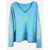 YIPPIE HIPPIE Damen Sweatshirt S52‑512 – „THE BEACH CLUB“ V‑Neck Sweat in Hellblau S