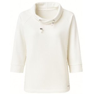 SANI BLU Damen Sweater 5987 – Ecru 3/4‑Arm Pullover mit Kordelkragen