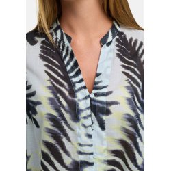 CATNOIR Damen Bluse 262‑2684‑2 – Leichte Cotton‑Voile Bluse mit Palm‑Print in Blau/Schwarz 38