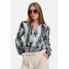CATNOIR Damen Bluse 262‑2684‑2 – Leichte Cotton‑Voile Bluse mit Palm‑Print in Blau/Schwarz 38