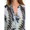 CATNOIR Damen Bluse 262‑2684‑2 – Leichte Cotton‑Voile Bluse mit Palm‑Print in Blau/Schwarz 38