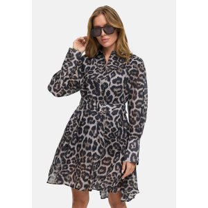 CATNOIR Damen Kleid 262‑3062‑2 – Leichtes Cotton‑Voile Kleid im Leo‑Print mit Gürtel