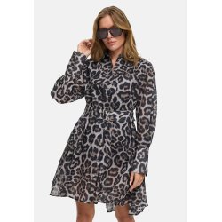 CATNOIR Damen Kleid 262‑3062‑2 – Leichtes Cotton‑Voile Kleid im Leo‑Print mit Gürtel 40
