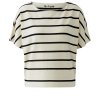MISS LAGOTTE Damen T‑Shirt 97070 – Lockeres Streifen-Shirt in Creme/Schwarz 40