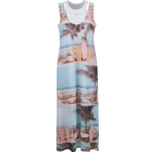 SPORTALM Damen Maxikleid 550302 – Sommerkleid mit Palmen- & Surfboard-Print 40