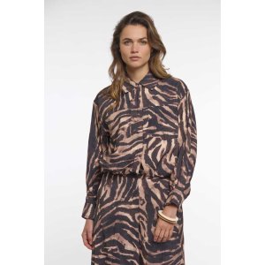 RINO & PELLE Damen Bluse Auda.7002621 – Langarmbluse im Brown‑Zebra Print