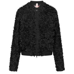 FRIEDA & FREDDIES Damen Jacke 261704 – 3D‑Blüten Bomberjacke in Schwarz 42