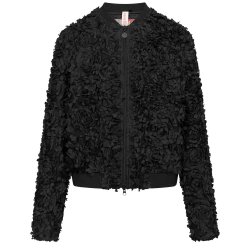 FRIEDA & FREDDIES Damen Jacke 261704 – 3D‑Blüten Bomberjacke in Schwarz 42