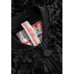 FRIEDA & FREDDIES Damen Jacke 261704 – 3D‑Blüten Bomberjacke in Schwarz 42