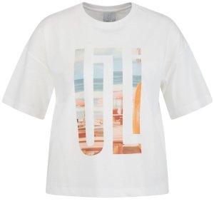 SPORTALM Damen T-Shirt 250329  – Ecru Baumwoll-Shirt mit Frontprint
