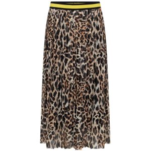 FRIEDA & FREDDIES Damen Rock 2614033 – Plissee-Midirock im Leo-Print