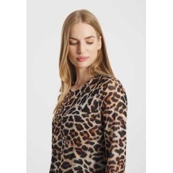 FRIEDA&FREDDIES Damen Longsleeve 261231 – Transparentes Mesh-Longsleeve mit Leopardenprint