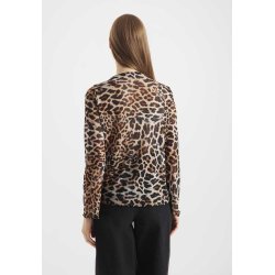 FRIEDA&FREDDIES Damen Longsleeve 261231 – Transparentes Mesh-Longsleeve mit Leopardenprint 44