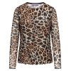 FRIEDA&FREDDIES Damen Longsleeve 261231 – Transparentes Mesh-Longsleeve mit Leopardenprint 44