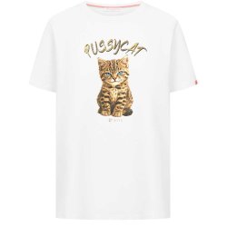 FRIEDA & FREDDIES Damen T‑Shirt 261236 – Weißes Shirt mit „Pussycat“-Print 38