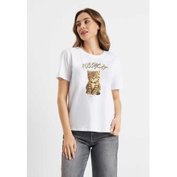 FRIEDA & FREDDIES Damen T‑Shirt 261236 – Weißes Shirt mit „Pussycat“-Print 40