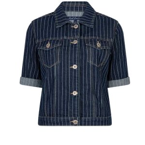 RED BUTTON Damen Jacke SRB4835 – Short Sleeve Denim Jacket mit Pinstripe S