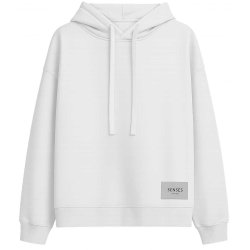 SENSES The Label Hoodie SE2603‑3455‑21 – „Cin Cin“ Kapuzenpullover in Optic White mit Kirsch‑Backprint L