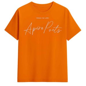 SENSES The Label T‑Shirt SE2503‑3260‑21 – „Apéro Poets“ Printshirt in kräftigem Orange