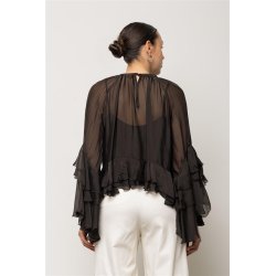 KAOS Bluse SPJCF005 – Volant‑Chiffonbluse in der Farbe Moro