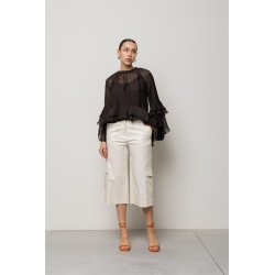 KAOS Bluse SPJCF005 – Volant‑Chiffonbluse in der Farbe Moro