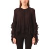 KAOS Bluse SPJCF005 – Volant‑Chiffonbluse in der Farbe Moro