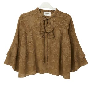 KAOS Bluse SP1GX038 – Strukturierte Volant‑Bluse in Deserto XS