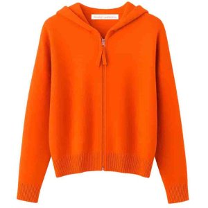 ABSOLUT CASHMERE AF3Q000WSC – Orange Hoody Jacke aus Cashmere S