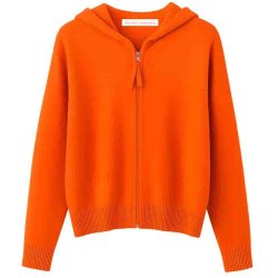 ABSOLUT CASHMERE AF3Q000WSC – Orange Hoody Jacke aus Cashmere S