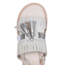 CRICKIT Oceane 00769982 ROJA – Leder‑Sandale in Weiß mit Quasten & Fransen‑Detail 40