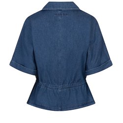 RED BUTTON Damen Bluse SRB4963 Drew – Kurzarm‑Denimbluse mit Tunnelzug
