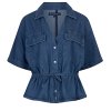 RED BUTTON Damen Bluse SRB4963 Drew – Kurzarm‑Denimbluse mit Tunnelzug