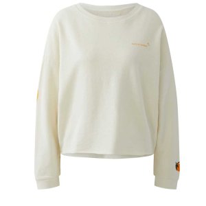 MISS LAGOTTE Sweatshirt 0097076‑1088 – Whitecup „Prosecco“ Print & Orange‑Stickerei