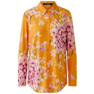 MISS LAGOTTE Bluse 0097044‑0273 – Langarmbluse mit floralem Print in Orange/Pink