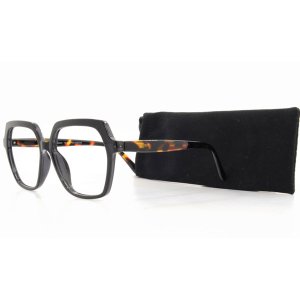 AUGENSTOLZ Lesehilfe Kanta Blator – Moderne eckige Leserbrille in Schwarz mit Schildpatt-Bügeln