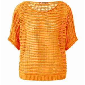 MISS LAGOTTE Pullover 0097057‑2728 – Grob gehäkelter Strickpullover in leuchtendem Orange