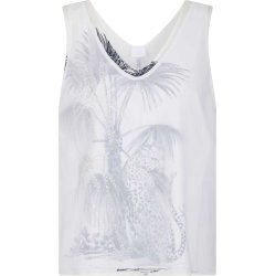 SPORTALM Damen Top 250359 – Bedrucktes V-Neck Top in Weiß 36