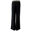 MISS LAGOTTE Damen Hose 96991 – Schwarze Wide Leg Jersey Hose mit LOVE-Bund