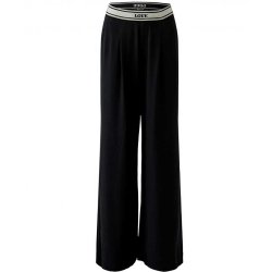 MISS LAGOTTE Damen Hose 96991 – Schwarze Wide Leg Jersey Hose mit LOVE-Bund 44