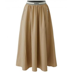 MISS LAGOTTE Damen Rock 970220 – Midirock in Golden Sand mit LOVE-Bund 38