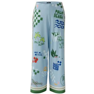 MISS LAGOTTE Damen Hose 96983‑0506 – Wide Leg Sommerhose Print It Blue Green 36