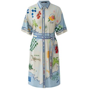 MISS LAGOTTE Damen Kleid 97007-0506 – Hemdblusenkleid mit Print in lt blue green