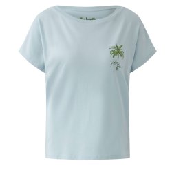 MISS LAGOTTE Damen T-Shirt 97035-5028 – Sommer-Shirt mit Palmenstickerei in Baby Blue 42