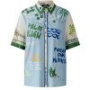 MISS LAGOTTE Damen Bluse 97046‑0506 – Sommerliche Kurzarm-Bluse mit Print in Hellblau/Multicolor 38
