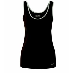 MISS LAGOTTE Damen Top 95264‑9990 – Klassisches Basic Top in Schwarz mit Kontrastpaspel