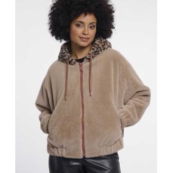 RINO & PELLE Damen Jacke Ori 7002612 – Weiche Teddyjacke mit Reißverschluss und Kapuze 36