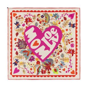 CODELLO Damen Nicki Tuch Love Mum 61T0069 – Seidentuch mit Herz‑ & Blumen‑Print in Rot