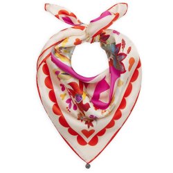 CODELLO Damen Nicki Tuch Love Mum 61T0069 – Seidentuch mit Herz‑ & Blumen‑Print in Rot