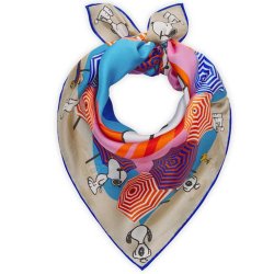 CODELLO Damen Nicki Tuch Snoopy 61T0110‑BLU2 – Seidentuch mit Snoopy Strandmotiv in Blau